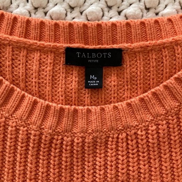 Talbots Coral/Soft Orange Cable Knit Sweater - Picture 6 of 9